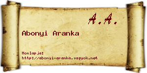 Abonyi Aranka névjegykártya